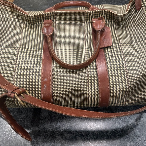 3 Vintage Ralph Lauren Polo Houndstooth Weekender Duffle Bag, Tote Bag & Dopp Ki - Picture 2 of 16